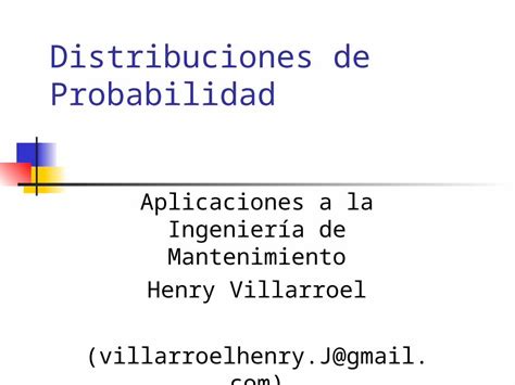 Ppt Distribuciones De Probabilidad Para Ingenieria De Mantenimiento