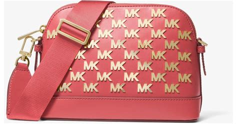 Michael Kors Jet Set Large Embellished Faux Leather Dome Crossbody Bag