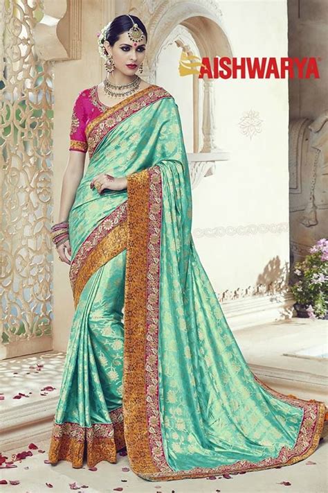 Glow Gracefully In This Exquisite Sea Green Designer Saree Oozing A