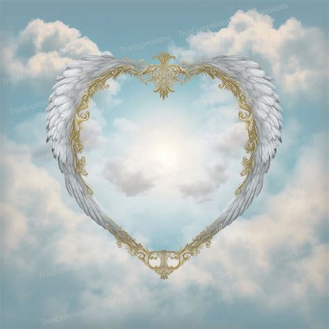 Angel Wings Frame Ai Art Christian Clouds Blue White Heaven Gold