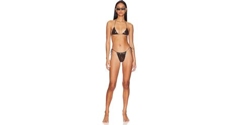 Os Ree Latex Microkini Bikini Set In Brown Lyst