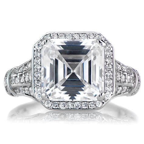 Asscher Cut Stunning Halo Diamond Engagement Ring – DiamondLoops