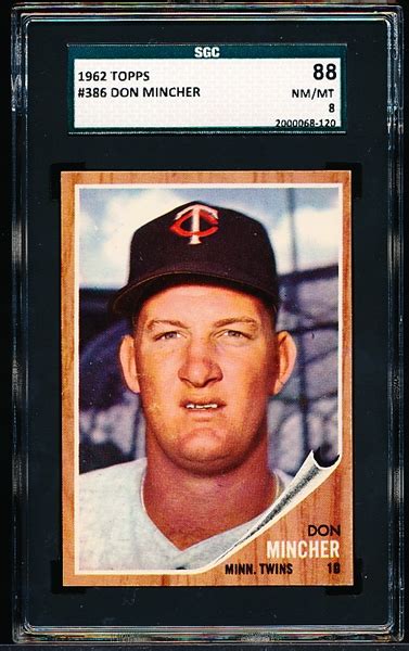 Lot Detail 1962 Topps Baseball 386 Don Mincher Twins SGC 88 NM Mt 8