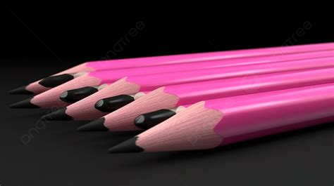 Pink Pencils With Black Tips In 3d Render Background Pencil Art