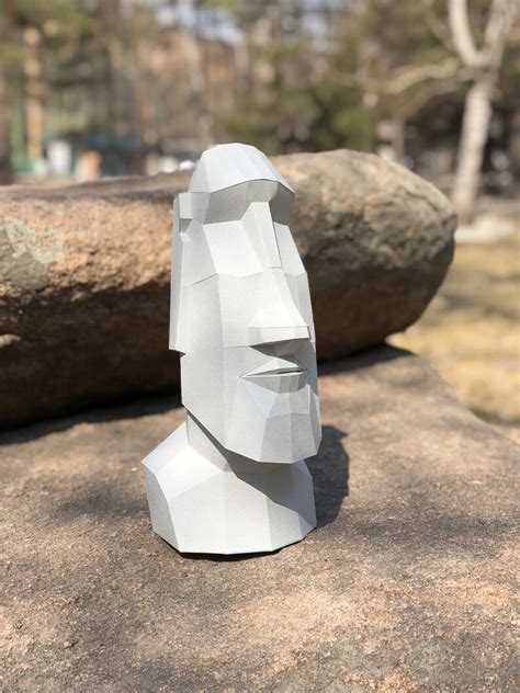 Papercraft 3D MOAI Statue Pepakura PDF Template Low Polygonal Etsy