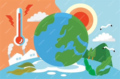 Ilustración De Concepto De Cambio Climático Plano Vector Premium