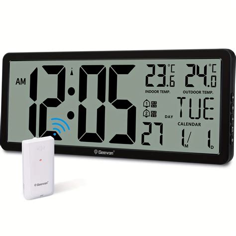 1pc Large Digital Wall Clock with Atomic Clock, Dual Alarm, Indoor/Out ...