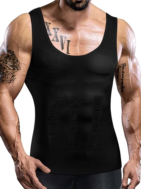 Pop Closets Compression Shirt For Men Slimming Undershirt Body Shaper