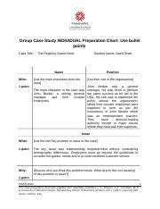 Individual Preparation Chart Docx Group Case Study Individual