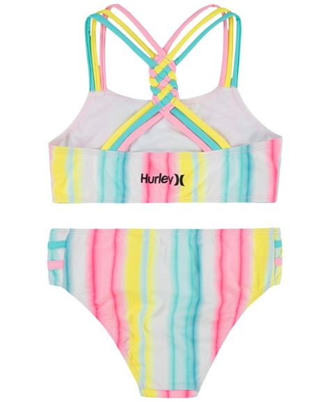 Hurley Big Girls Braided Strap Bikini Swimsuit 2 Piece Set Macys