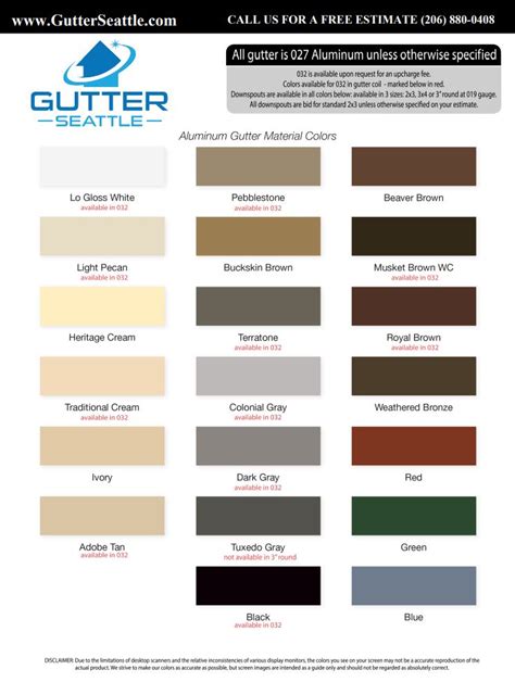 Gutter Colors | Color Choices | Gutter Seattle LLC