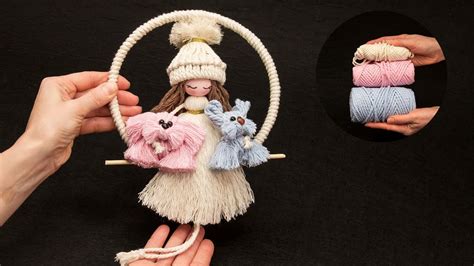 Macrame Doll With Puppies Easily A Beautiful Handmade Decoration