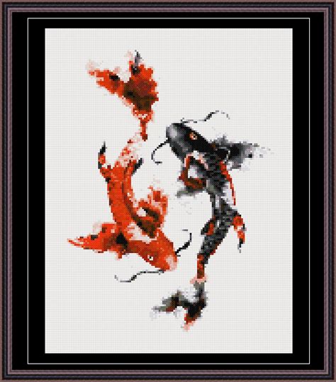 Koi Fish Cross Stitch Pattern Asian Easy Cross Stitch Chart Etsy