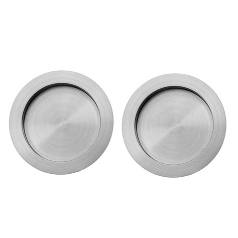 Pocket Door Locks Collection Round Pocket Door Passage Set With Finger Edge Pull In Satin