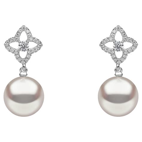 Yoko London South Sea Pearl And Diamond Earrings In Karat White Gold