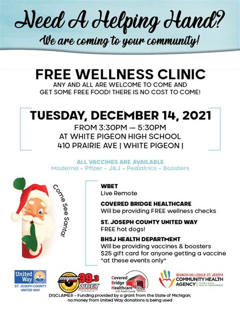 WHITE PIGEON FREE WELLNESS CLINIC St Joseph County United Way