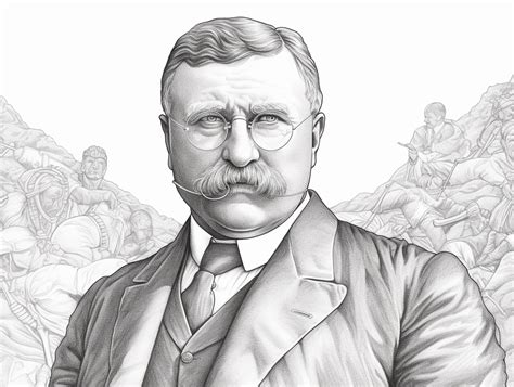 Capturing Teddy Roosevelt In Color Coloring Page