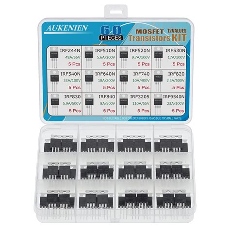 AUKENIEN Mosfet Transistor Kit 12 Values IRFZ44N IRF510N IRF520N