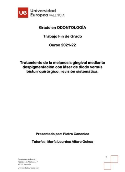 Anexos Grado en ODONTOLOGÍA Trabajo Fin de Grado Curso 2021 22