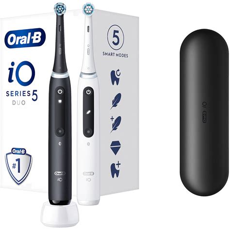 Braun Oral B IO 5 Duo Pack Matt Black Quite White Including Travel