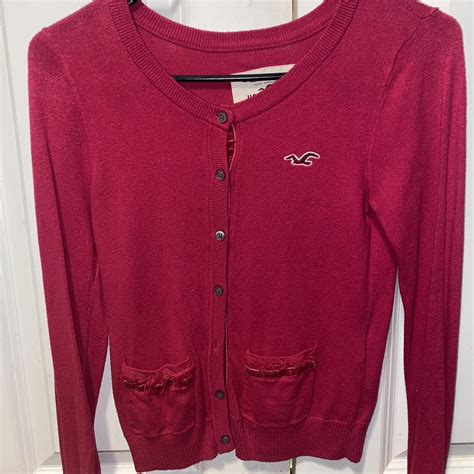 Hot Pink Hollister Ruffle Pocket Cardigan Size Depop