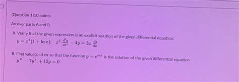 Solved Question 110 Points Answer Parts A And B A Verify