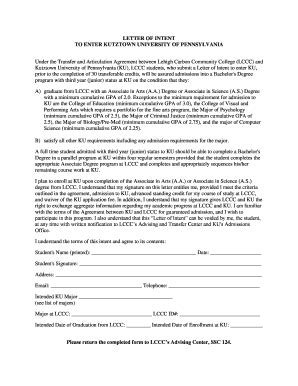 Fillable Online Letter Of Intent LCCC Fax Email Print PdfFiller