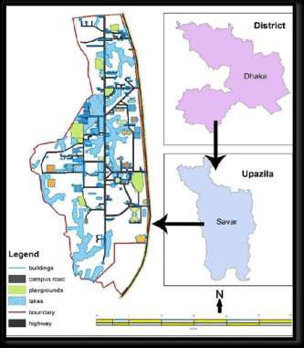 Location Map of Jahangirnagar University Source: Prepared by Author ...