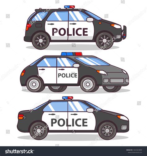 Police Car Side View Isolated On Whiteoff Road Royalty Free Stock Vector 1261823899