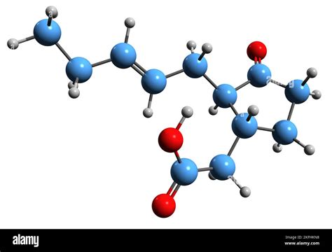 3D imagen de la fórmula esquelética del ácido jasmonico estructura