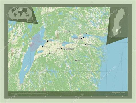 Ostergotland County Of Sweden Open Street Map Locations And Names Of Major Cities Of The