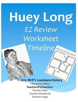 LOUISIANA - Huey Long Graphic Timeline by MrE's History Emporium