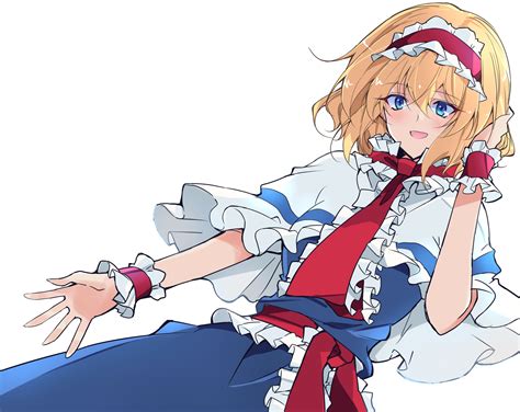 The Big Imageboard Tbib 1girl Alice Margatroid Ascot Blonde Hair Blue Dress Blue Eyes Blush