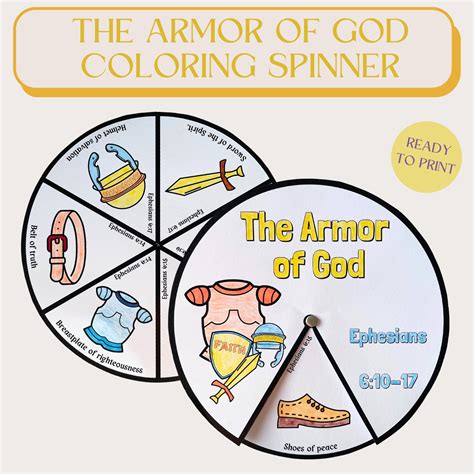 The Armor Of God Coloring Spinner Wheel The Armor Of God Craft Sunday School Craft Bible