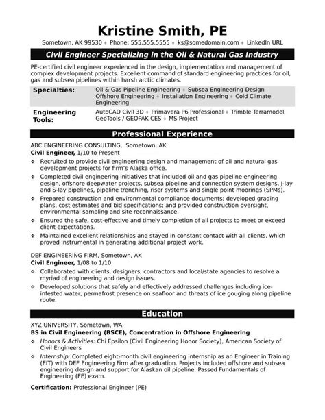 Professional Engineer Resume Sample