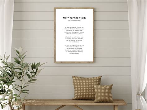 We Wear The Mask Poem Paul Lawrence Dunbar Poetry Printable Etsy