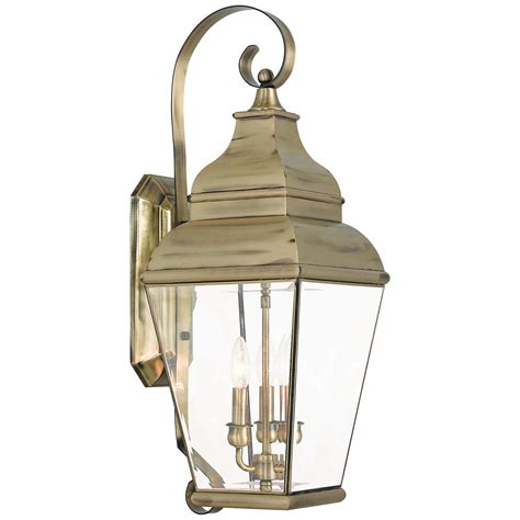 Exeter 28 High Antique Brass 3 Light Outdoor Wall Light 42m98 Lamps Plus