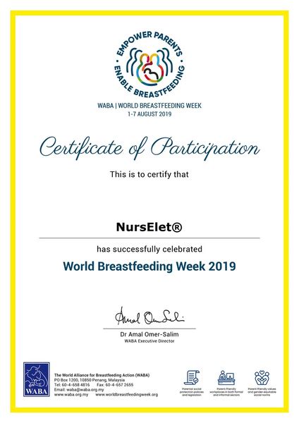 Certificate Of Participation Wbw2019 From World Alliance For Breastfee