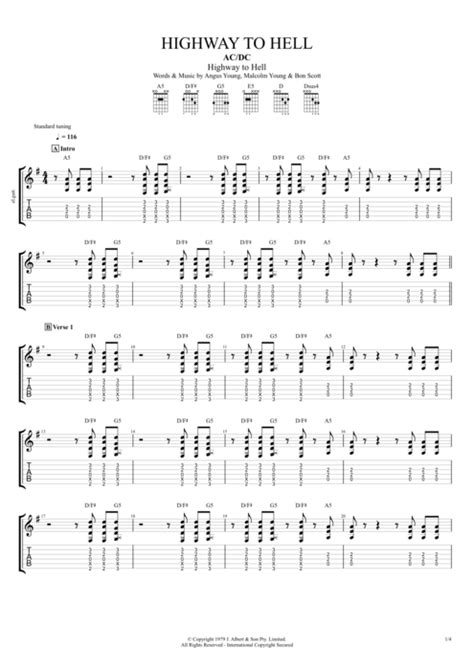 Highway to Hell by AC/DC - Full Score Guitar Pro Tab | mySongBook.com