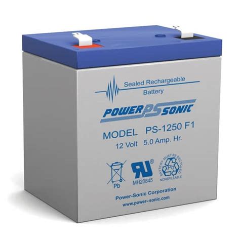 Power Sonic 12 Volt 5 Ah F1 Terminal Sealed Lead Acid Sla Rechargeable Battery Ps 1250f1 The