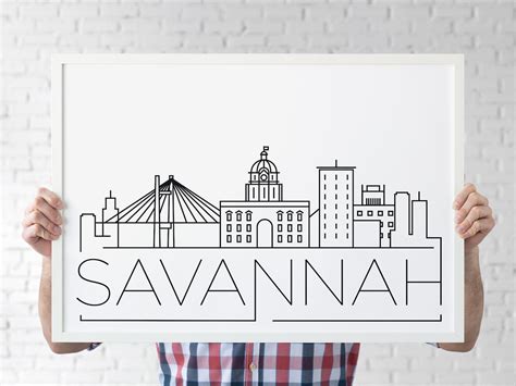 Savannah Skyline Print, Georgia Printable, Savannah Poster, Savannah ...