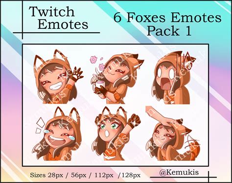 Fox Emotes 6 Streaming Twitch Discord Youtube Cute Fox Emoji Pack Pack1