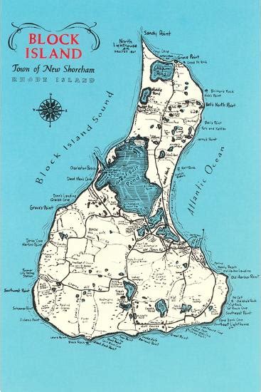 Map Of Block Island Rhode Island Prints