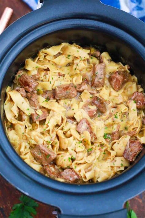 Slow Cooker Beef And Noodles Recipe Video Sweet And Savory Meals