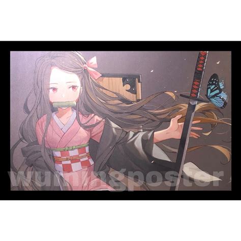 Nezuko Kamado Animation Demon Slayer Poster Medium Banner Framed Shopee Malaysia