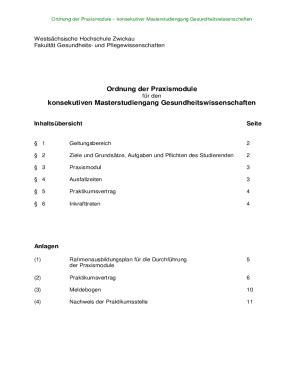 Ausfüllbar Online Ordnung der Praxismodule Fax Email Drucken pdfFiller