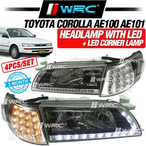 Toyota Corolla Ae Ae Crystal Glass Headlamp With Led Led Corner