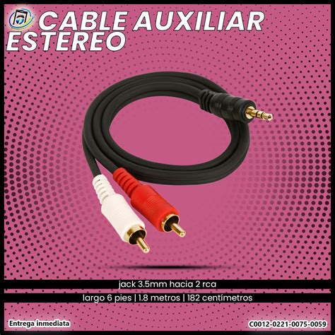 Cable Auxiliar Estereo Jack Mm Macho A Rca Macho Multiservicios