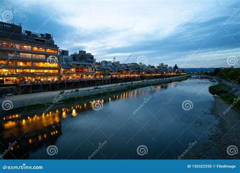 Kyoto Japan Along The Kamo River Stock Photo Image Of Japan Bridge