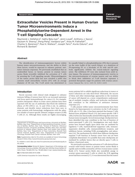 Pdf Extracellular Vesicles Present In Human Ovarian Tumor